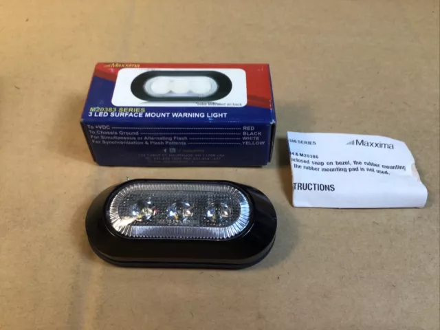 Maxxima M20383YCL Amber Ultra Thin Surface Mount 0.8"  3 Led Warning Light NEW