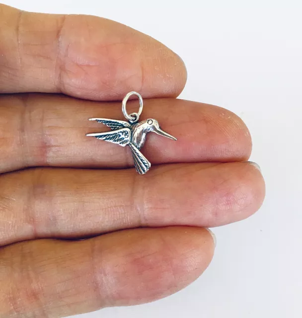 Sterling Silver 14mm Hummingbird facing left charm