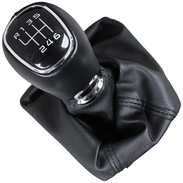 Pommeau De Vitesse 6 Vitesses En Cuir Noir Pour SKODA FABIA 1 - Remplacement Direct