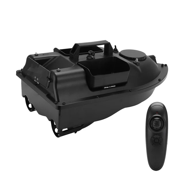 Barca Porta Esca GPS RC Con Batteria 12000 MAh - Modello Cruise Automatico - Telecomando 500m E Luci LED Per Pesca Notturna (Nero)