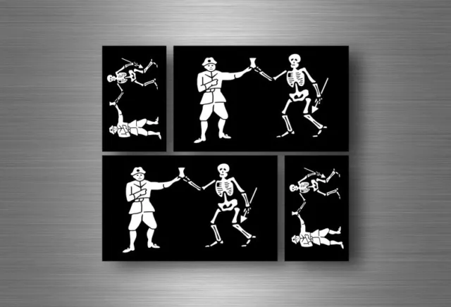 4x autocollant sticker voiture jolly roger drapeau pirate biker jack rackam r2