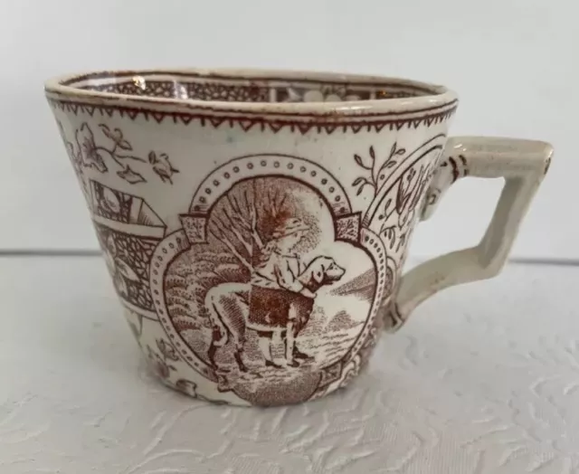 Antique Ceramic/Porcelain Allerton+Sons Staffordshire Brown Transferware Childs