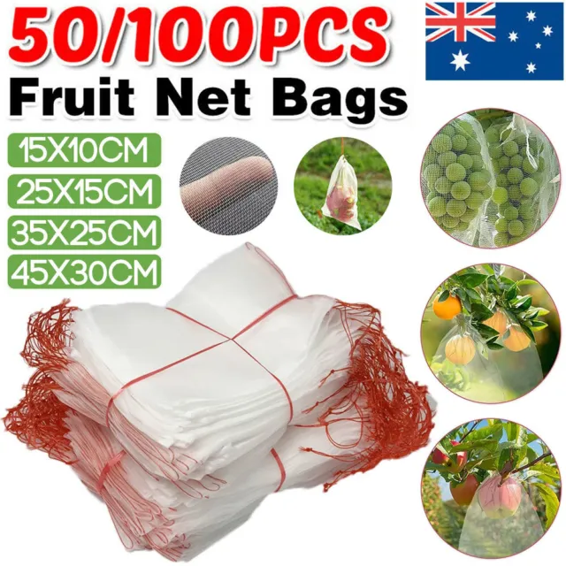 50/100x Fruit Net Bags Agriculture Garden Vegetable Protection Mesh Insect Proof