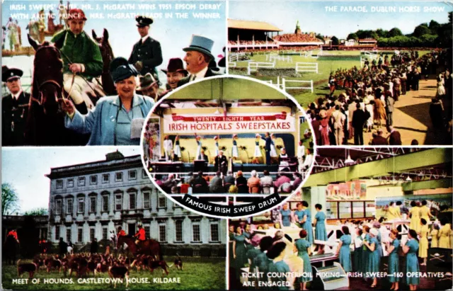 Ireland UK Irish Sweeps Dublin Horse Show Hounds Kildare Multiview Postcard