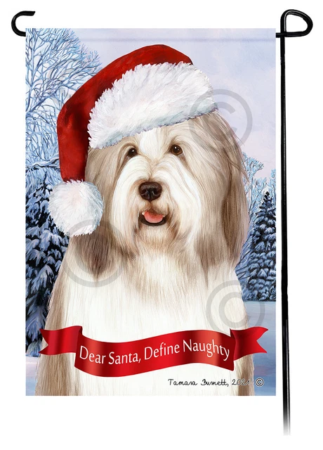 Dear Santa, Define Naughty Garden Flag - Light Liver Bearded Collie 012B