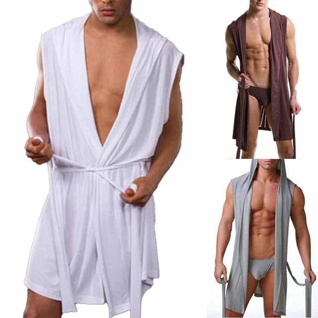 Pigiama Uomo Traspirante Abiti Da Bagno Bianco/Grigio/Marrone Casual Moda Cappuccio