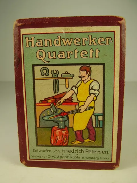 Antikes Handwerker Quartett Karten Spiel Entw. F.Petersen in OVP vor 1945