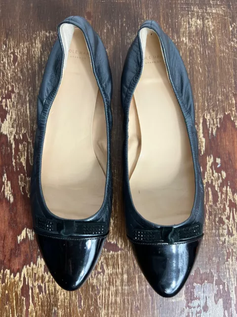 Cole Haan Grand OS Black Leather Ballet Bow Flats Women’s Size 9.5 B