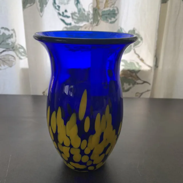 Sasaki Art Glass Cobalt Blue Vase