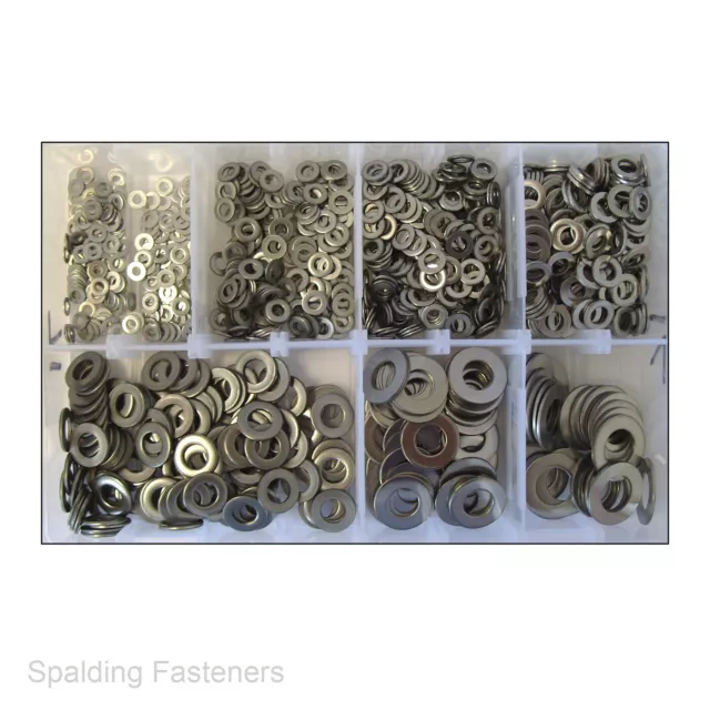Assorted DIN125A A2 Stainless Steel Thick M3  to M12 Metric Flat Washers