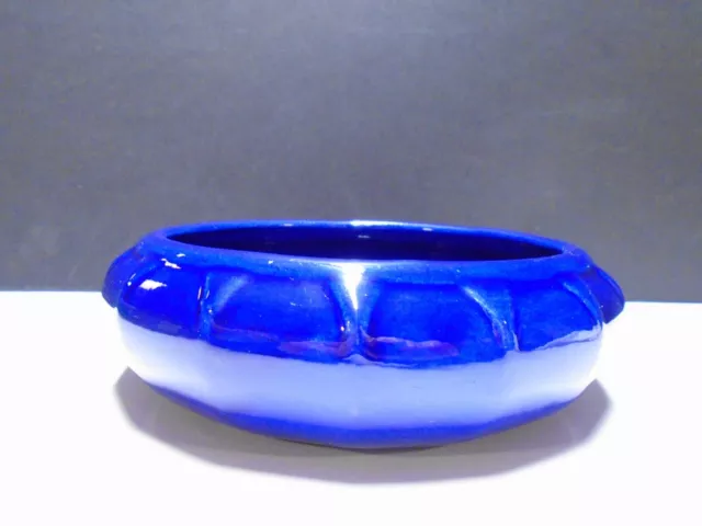 Vintage Art Pottery Cobalt Blue Bowl Planter 7 1/2" Diameter 2 1/2" Height