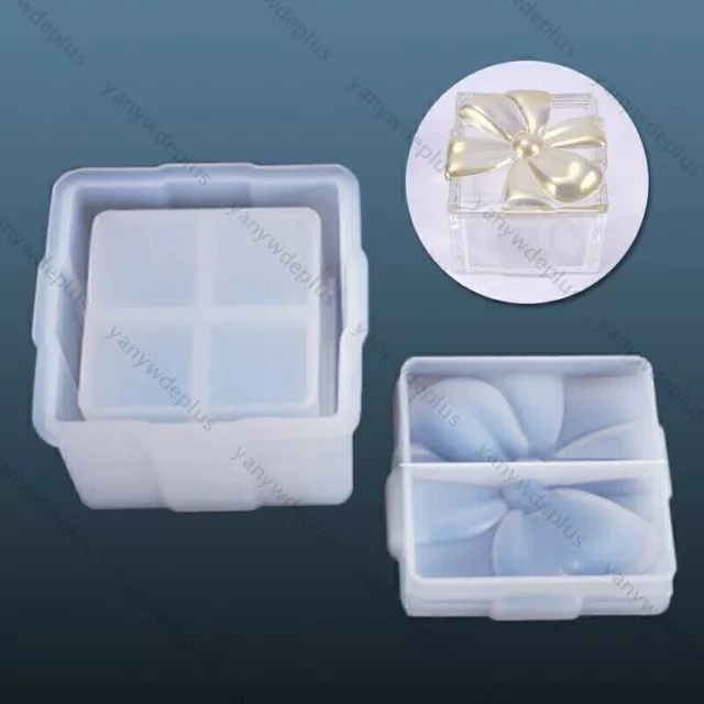 Silikon Bowknot Quadrat Gießform Schmuck Kristall Harzform Aufbewahrungsbox Form