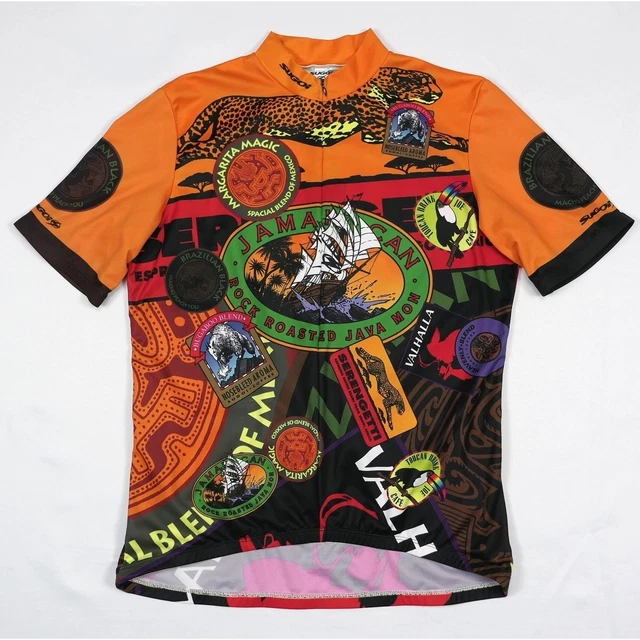 90s ヴィンテージ sugoi  サイクルジャージ VINTAGE 90S SUGOI Cycling Jersey XXL Serengetti Coffee Jamaica AOP