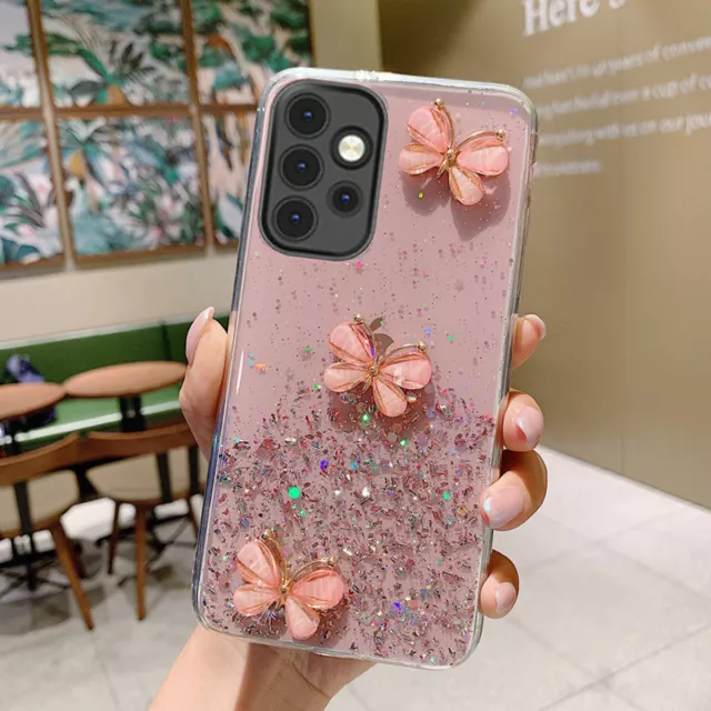 For Samsung Galaxy A14 A13 A53 A32 5G Hubrid Slim Cute Glitter Bling Case Cover