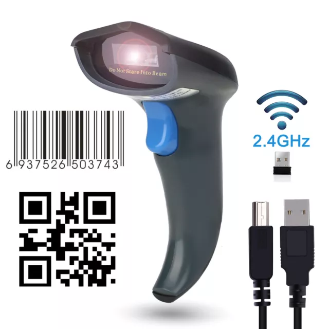 2D 1D Barcode Scanner USB Wireless Datamatrix PDF417 QR Code Handheld Reader
