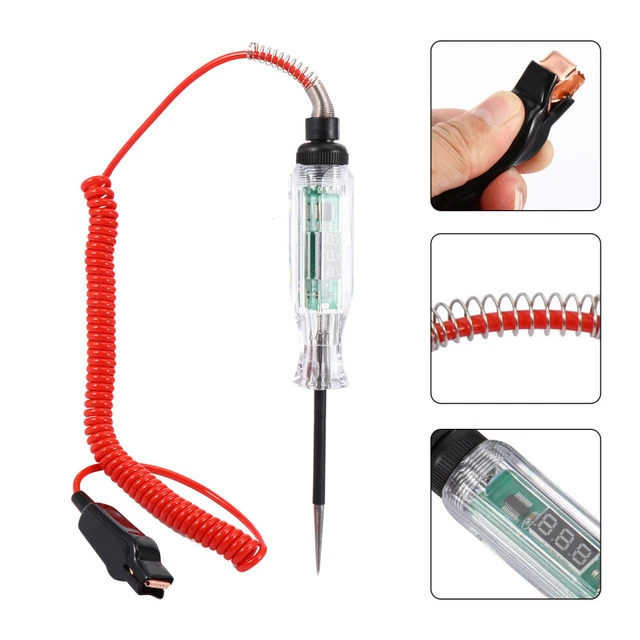 Tester Per Circuiti Automobilistici Originale P100 12V/24V, Tester Di Tensione Digitale Kit Sonda Per Circuito Di Alimentazione Tester Per Batteria Auto Kit Di Strumenti Diagnostici P100 2m 90837858