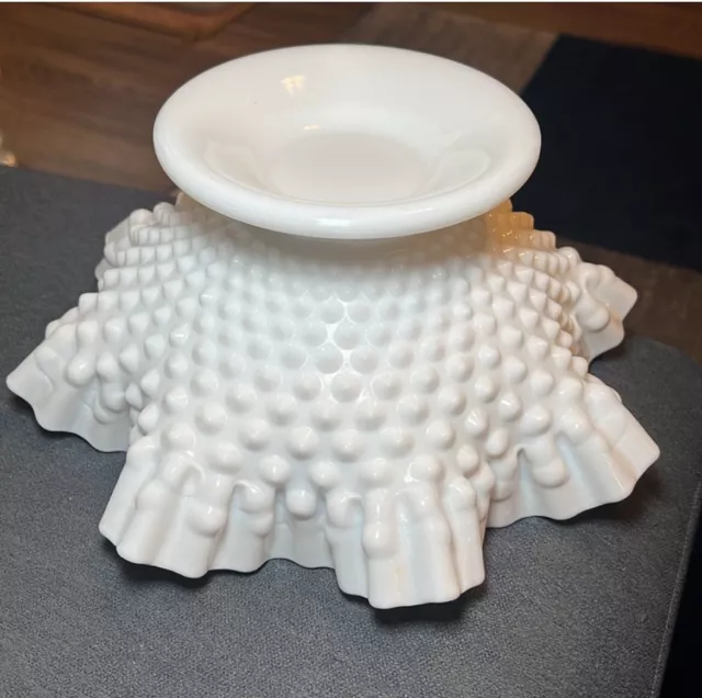 Large Vintage Fenton Glass Hobnail 10.5” Centerpiece Bowl Victorian Style