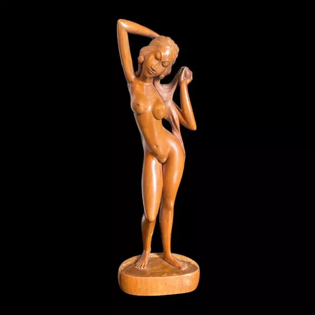 VTG Tantra Gallery Mas Bali Sono Wood Carved Nude Woman 17" Sculpture Erotica