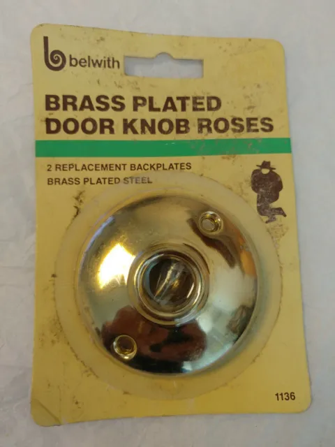 2-Pack 2-1/2 inch Brass-Plated Steel Door Roses 1136