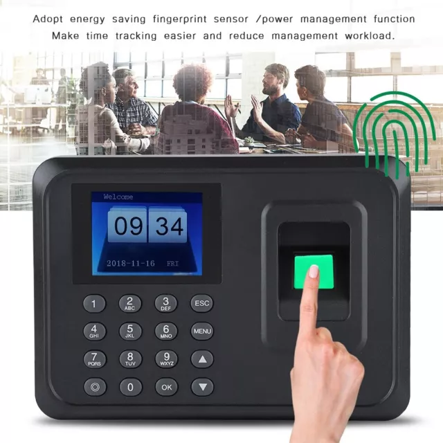 2.4"TFT LCD Biometric Fingerprint Time Clock Password Attendance Machine EU Plug