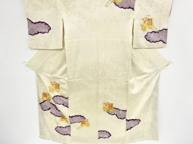 40537# Japanese Kimono / Antique Kimono / Shibori / Embroidery /  Carriage &