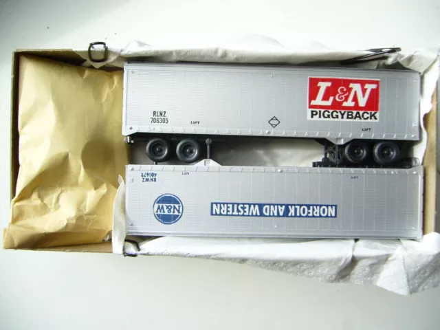 Athearn -5154, Box mit 2 40' Trailer, Norfolk & Western + Piggy-Back  VAN,  OVP.