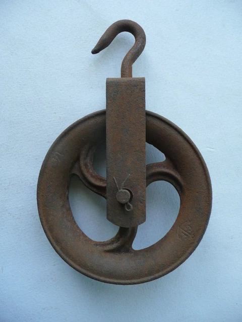Ancienne Poulie En Fonte - Matériel Atelier Levage - Diamètre 160mm, Largeur 30mm