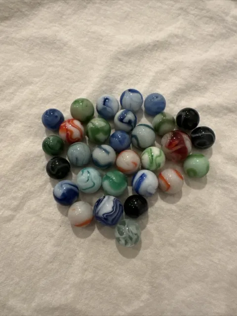 Lot Of Vintage Marbles Lot Of 30 Alley West Virginia Swirls With Shooter #12
