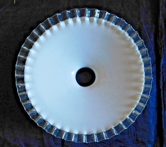 Abat-jour suspension plafonnier opaline blanche et transparent rond bord Vague