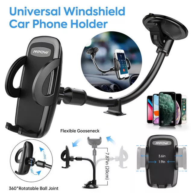 Mpow 360° Windshield Car Phone Holder Mount For iPhone 14 15 plus MAX  Samsung