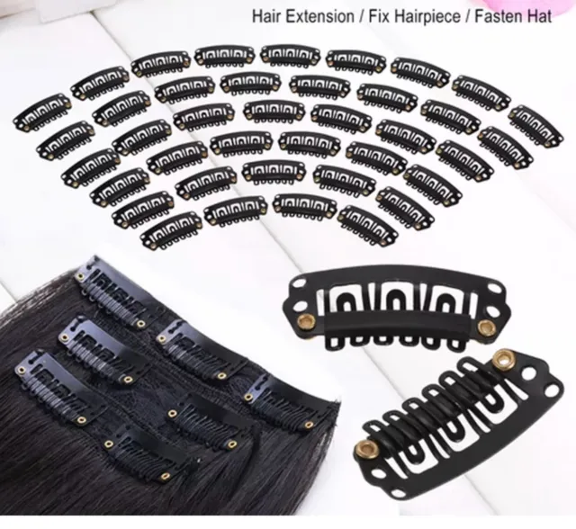 30pcs Black U Shape Steel Snap Clips For Feather Hair Extensions Wigs Weft