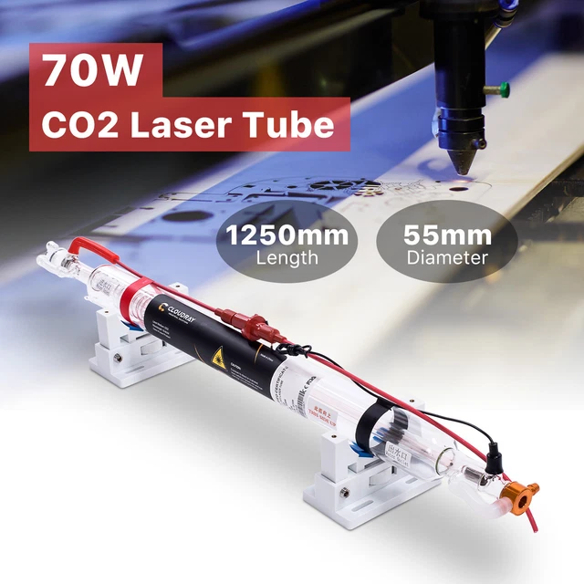 60W 70W 80W CO2 Laser Tube Metal Head 1250mm Glass Pipe for CO2 Cutting