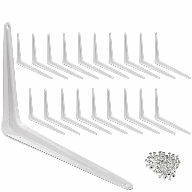 20 Pcs 8" x 10" inch Utility Metal Wall Shelf Corner Bracket Support White LOT