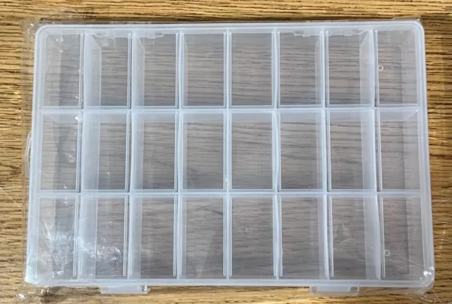 24-Grid Clear Plastic Storage Box Organizer - 1" Compartments