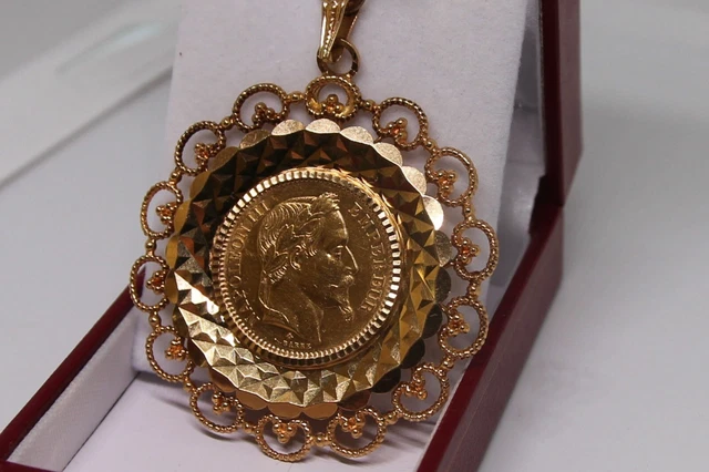 Collier Forçat Style Rétro Avec Pendentif Pièce Louis D'or Plaqué Or - Bijouxia