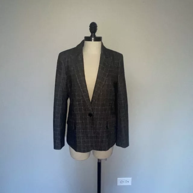 NWOT Zadig & Voltaire Gray Wool Plaid Check Jacket Blazer Sz 36 EU ( S )