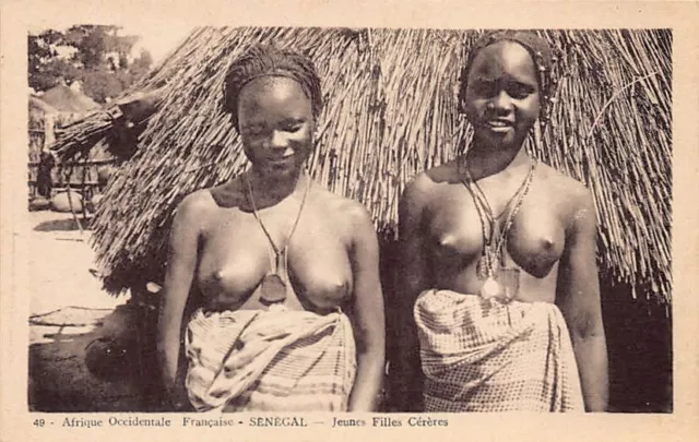 Risque Two African Beauty Nude Women Original Real Photo 1910s