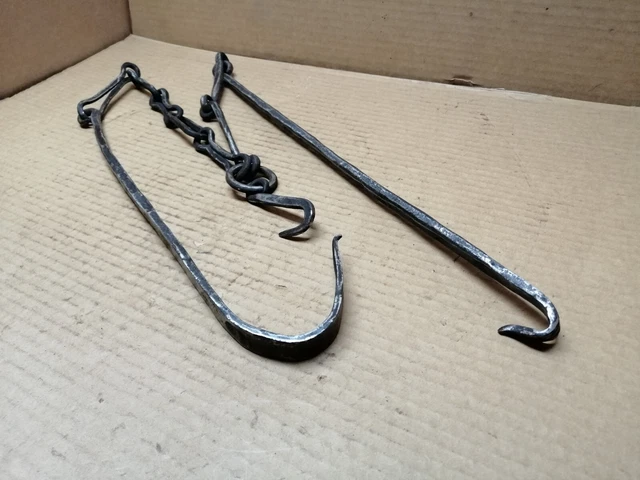 Vintage Hand Wrought Hearth Chain Fireplace Stove Wrought Iron.