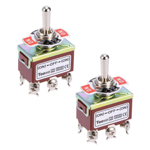 HEAVY DUTY DPDT Rocker Toggle Switch 15A 250V 20A 125V ON OFF ON Pack ...