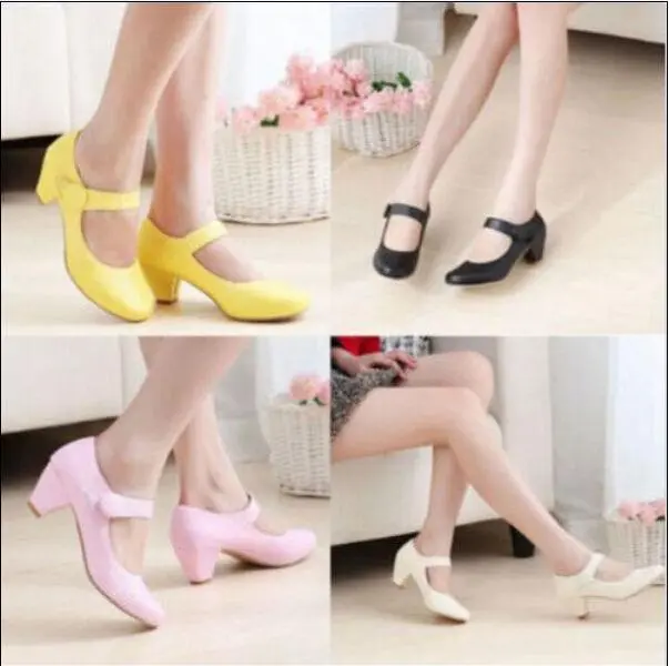 Cute Women's Chic Round Toe Low Heels Lolita Mary Jane  Lady Shoes Plus Sz BJ24