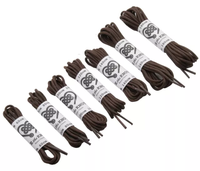 Brown Shoe Laces / Boot Laces Thin Waxed Cotton 3mm Wide Round All Lengths Sizes