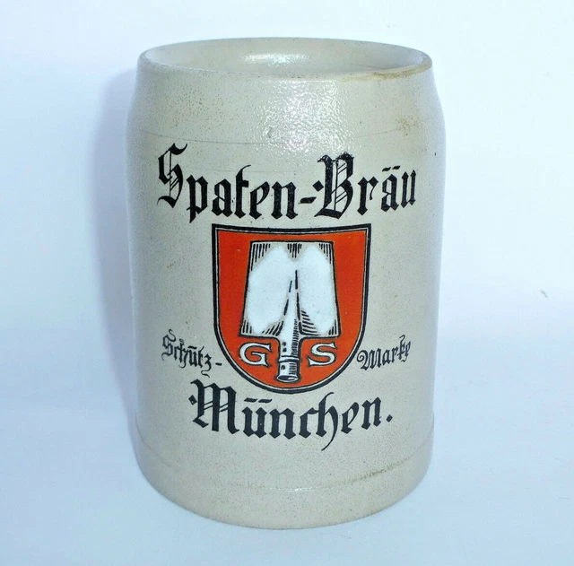 Chope à Bière Ancienne Krug Pour Pousset Spatenbräu Munich Merkelbach & Wick Vers 1900