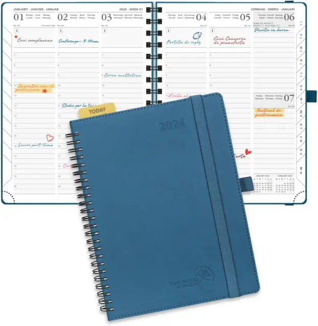 Agenda Planning Settimanale da Tavolo 2024 33,8x11,5cm. PVC - Blu