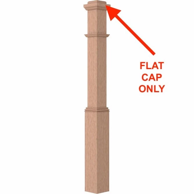 L.J. Smith Flat Top Newel Post Cap Red Oak Stair 4.75" interchangeable BRAND NEW
