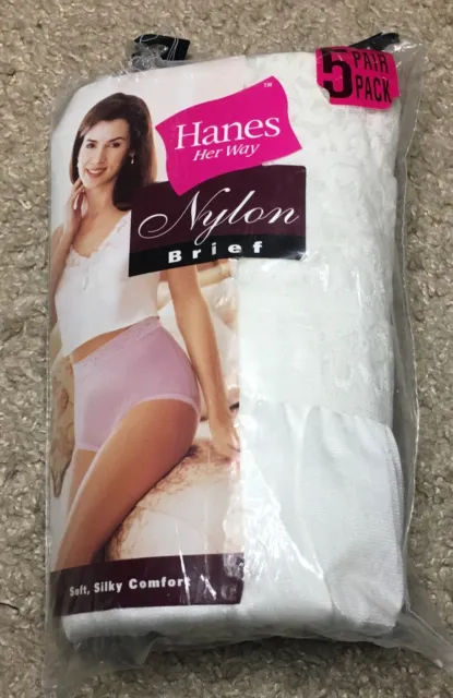 HANES HER WAY Nylon Briefs Panties Size 6, 3 Pack New In Package