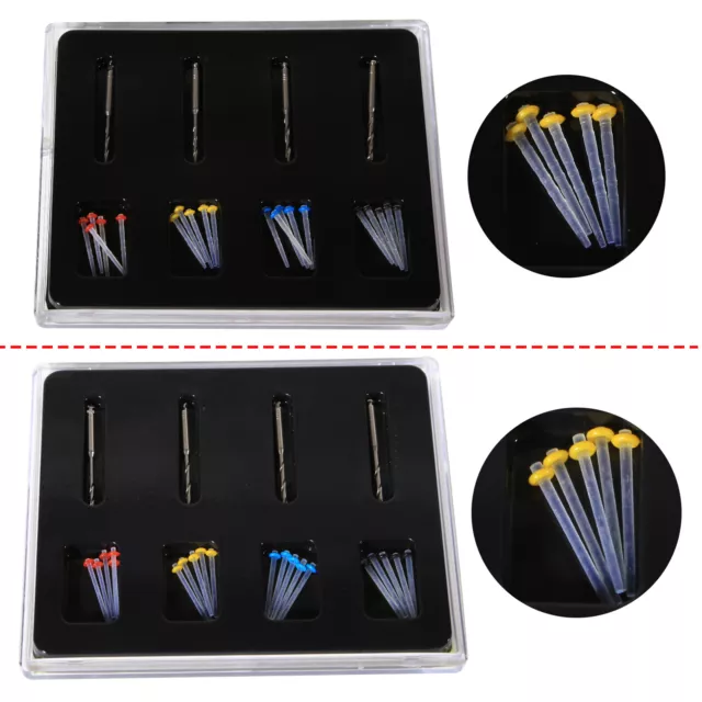 20pcs Dental Quartz Glass Fiber Resin Post with 4 Drills Straight/Screw Thread