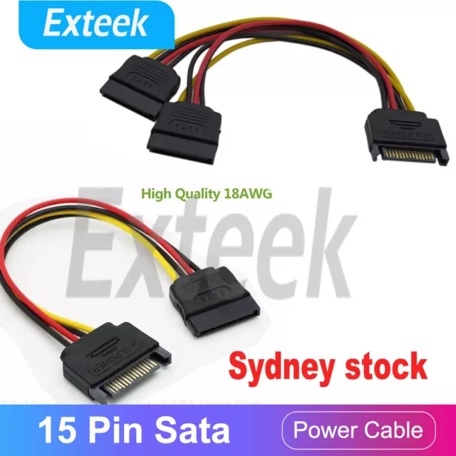 SATA 15pin Solid Hard Disk Power Male to Female Splitter 1 to 2 Extension Cable