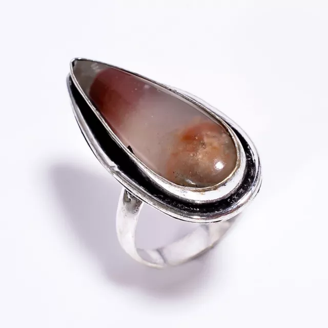 Natural Mookaite Gemstone Cluster Ring Size 6.5 925 Sterling Silver For Girls