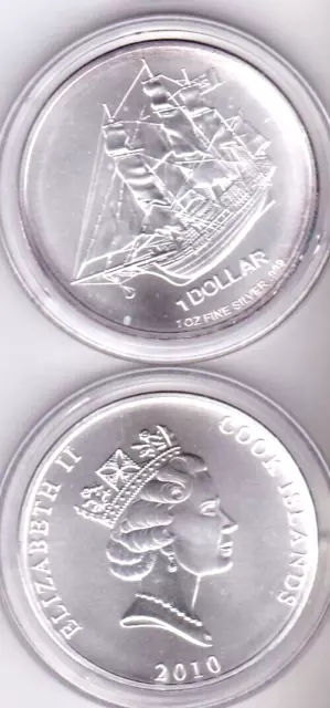 Cook Islands 2010 - 1oz Silver - The Bounty - Fine 999/1000 - Encapsulated