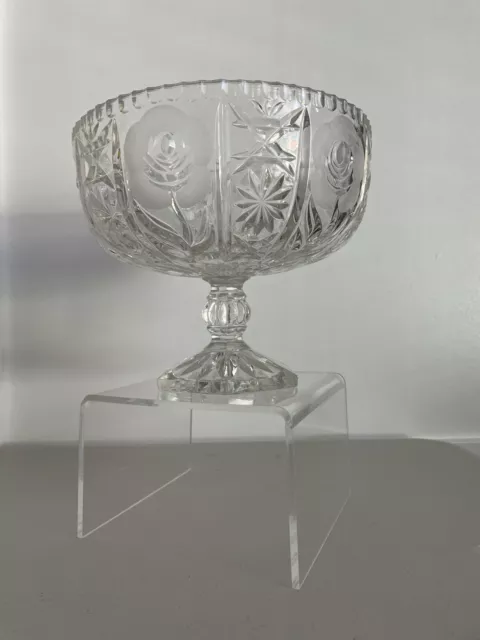 Leonard Queens Award Italian Lead Crystal Footed Compote Bowl